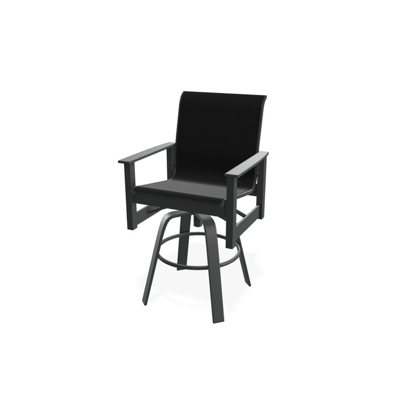 Fauteuil pivotant à hauteur de barre Leeward MGP, Noir 5D Sunbrella®, Graphite texturé