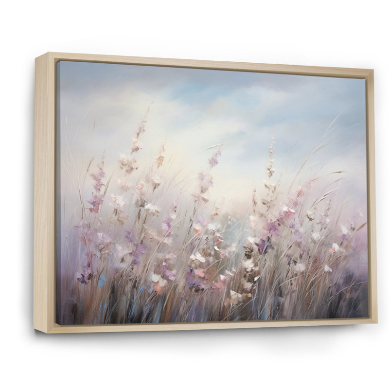 Fleurs murales mauves Whispering Breeze II - art mural fleurs sauvages pour le salon, H 12 po x l 20 po x P 1 po