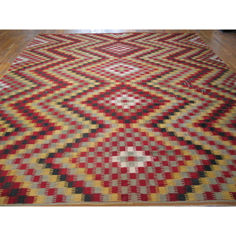 Tapis multicolore en laine antique Kilim - Oushak