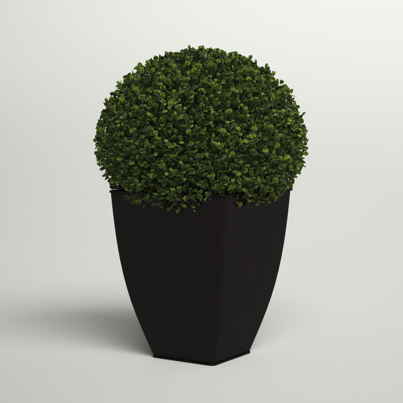 28'' Faux Boxwood Topiary in Metal Planter