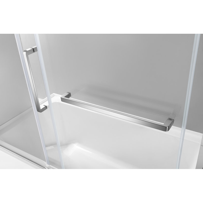Kingston Brass 60-Inch Acrylic Rectangular 3-Wall Anti-Skid Alcove Tub With Tub Door, Left Hand Drain, Right, Polished Chrome