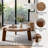 37" Rustic Round Coffee Table, Solid Wood & MDF for Living Room