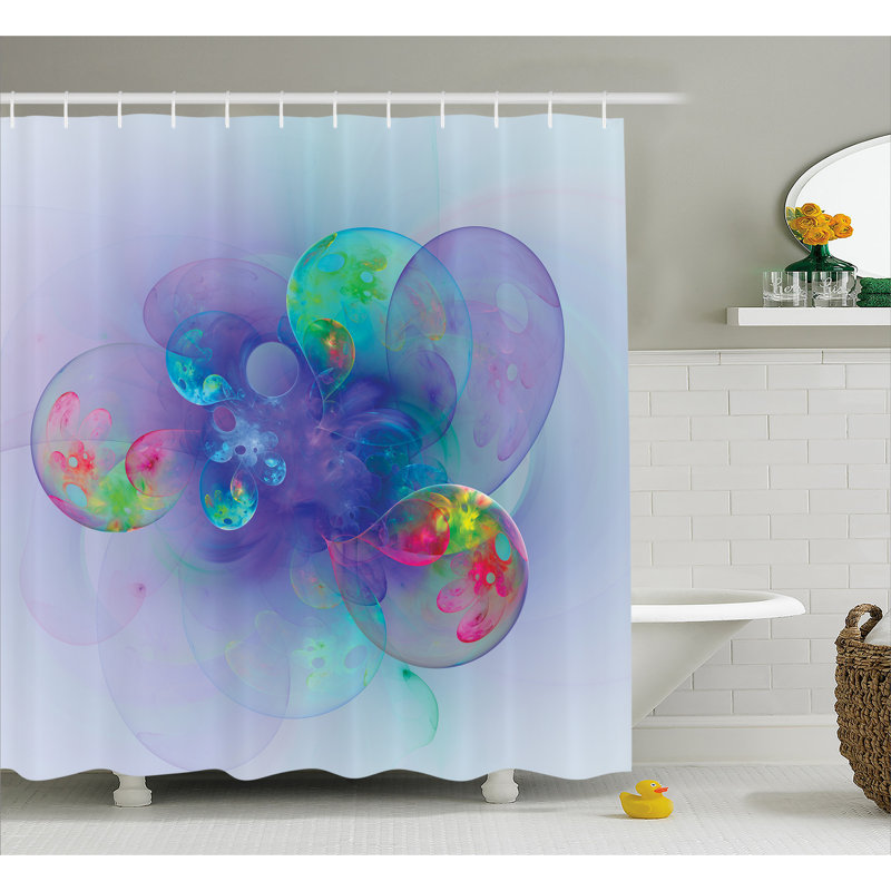 Cammi Abstract Shower Curtain with Hooks Included, 69" W x 75" L