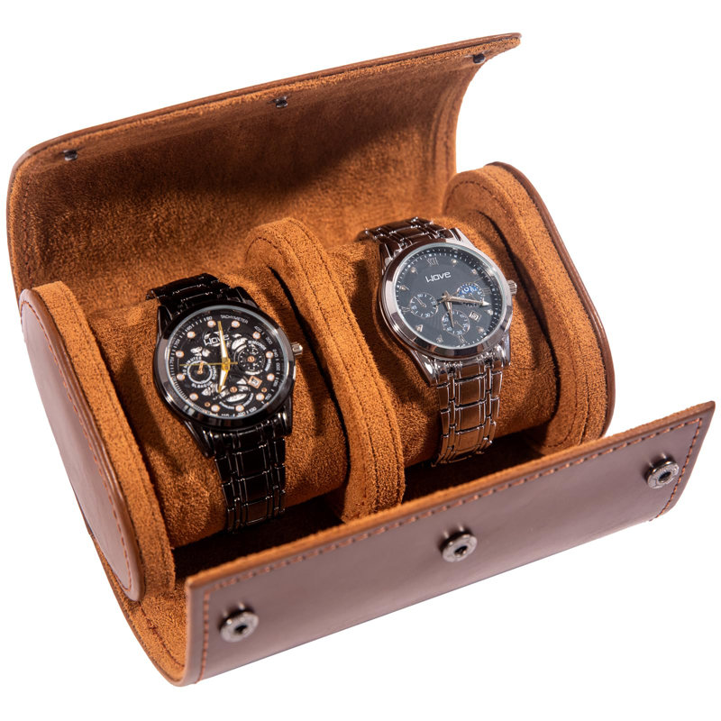 Étui de voyage pour 2 montres - Cuir de qualité supérieure avec texture parfaite