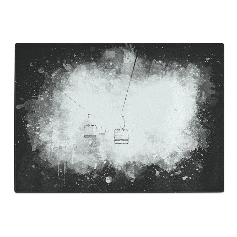 Tempered Glass Ski Lift in Morillon France Chopping Board, 28.5 cm x 39 cm