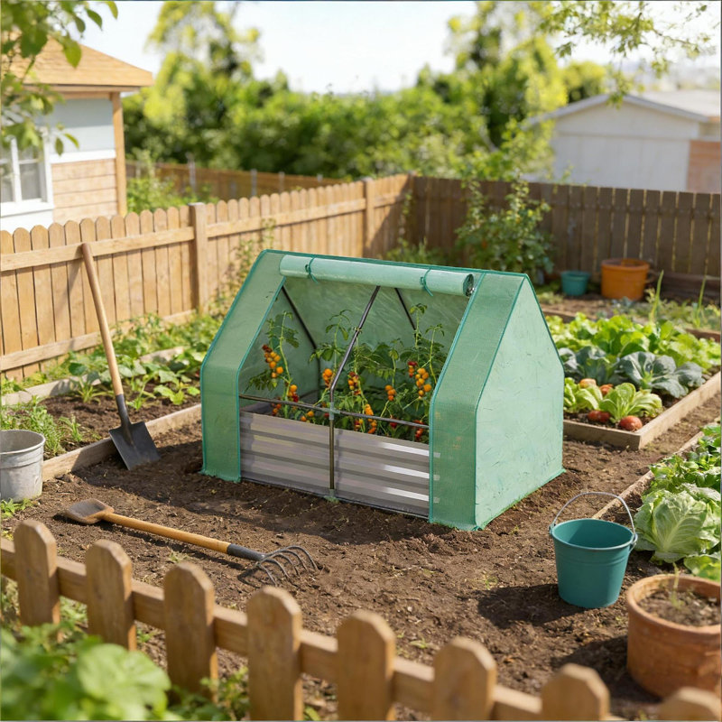 Raised Garden Bed,Mini Greenhouse,2-In-1 Raised Planter Greenhouse