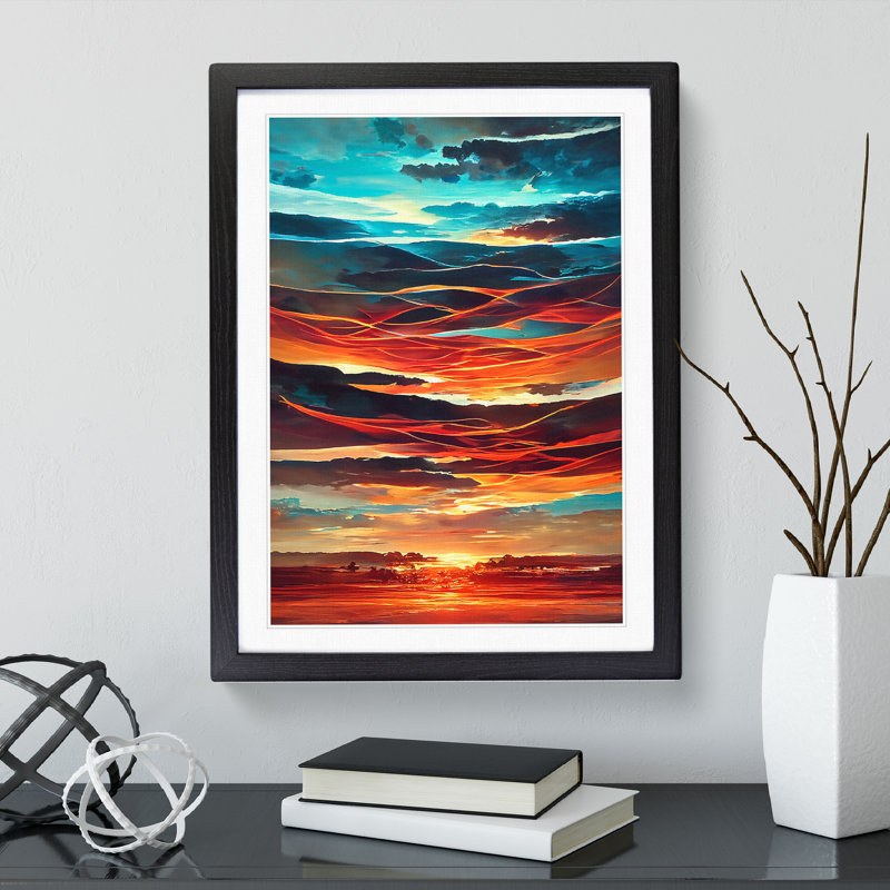 Abstract Sunset No.4 - Framed Print, Black Framed, 64cm H x 46cm W x 2cm D