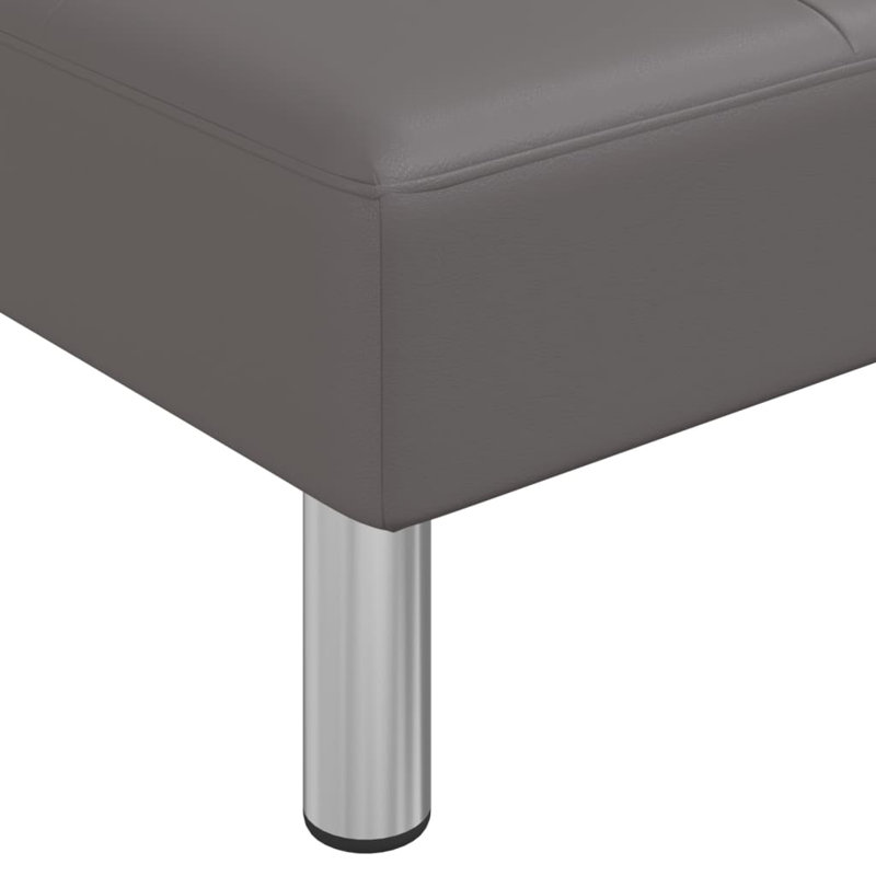 Devontay Faux Leather Chaise Lounge, Gray Faux Leather