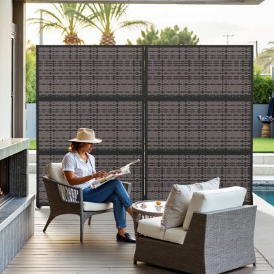 Freestanding 72" Black Woven Room Divider by Latitude Run