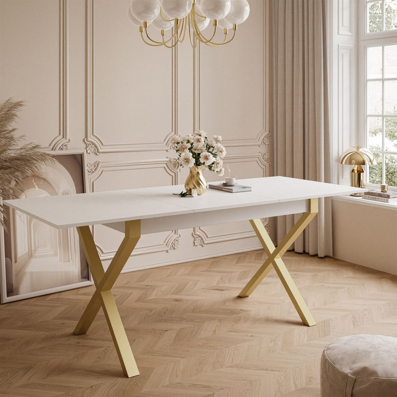 Courtnay Extendable table 140 cm, "X" legs, White