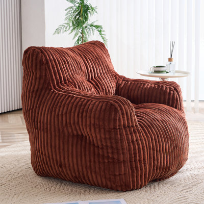 Soft Fluffy Corduroy Fabric Bean Bag Chair Filled With Memory Sponge,Red