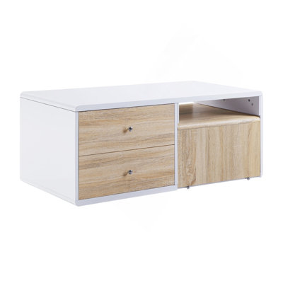 Versatile Rectangular Coffee Table With Pull-Out Function And Ample Storage
