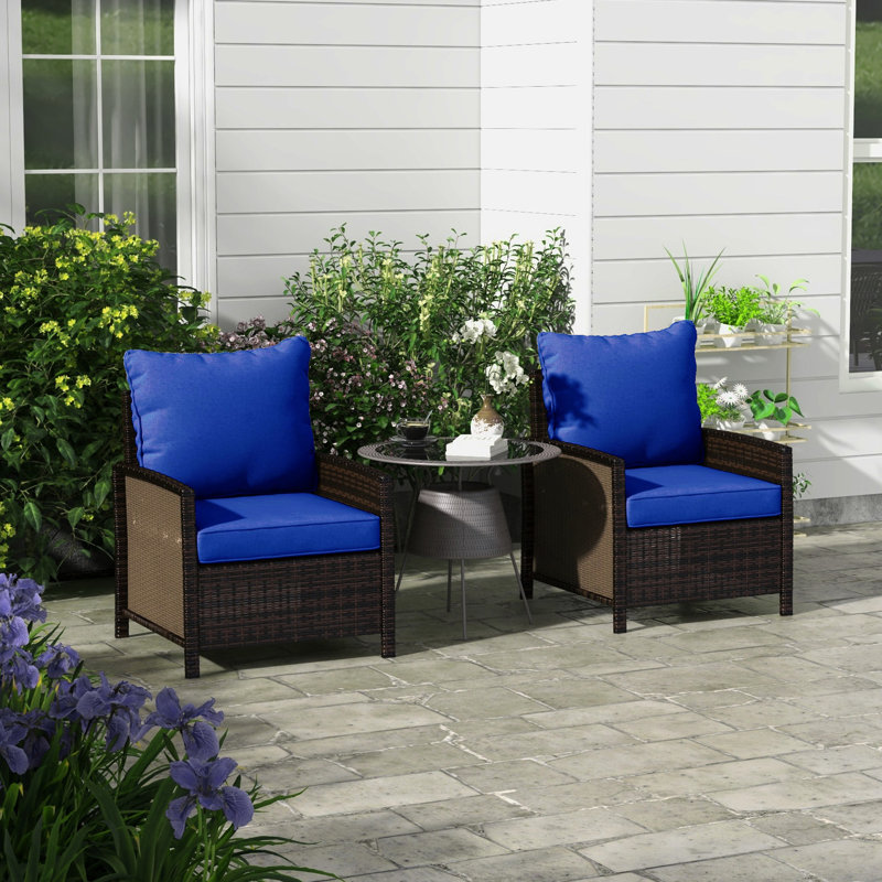 4 Navy Blue Outdoor Cushion For Patio Chairs, Relaxing Seating Garden Seat And Pillow , 4, Comfortable Option