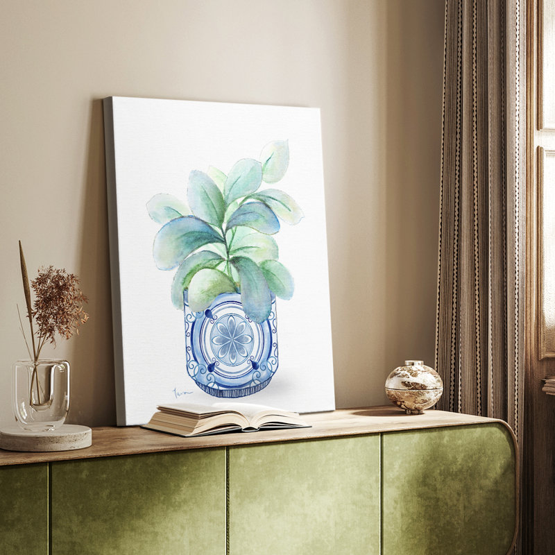 Plant chinoiserie II - Cavas enveloppés de galerie, H 18 po x l 12 po