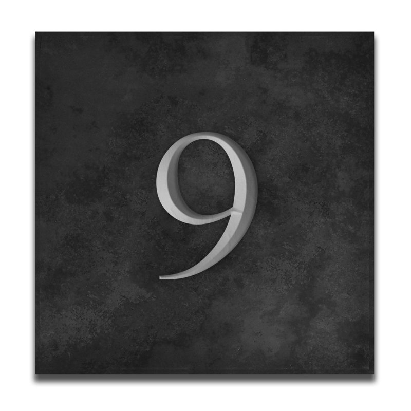 Velia 17.78cm H Stone House Number, 9, Silver