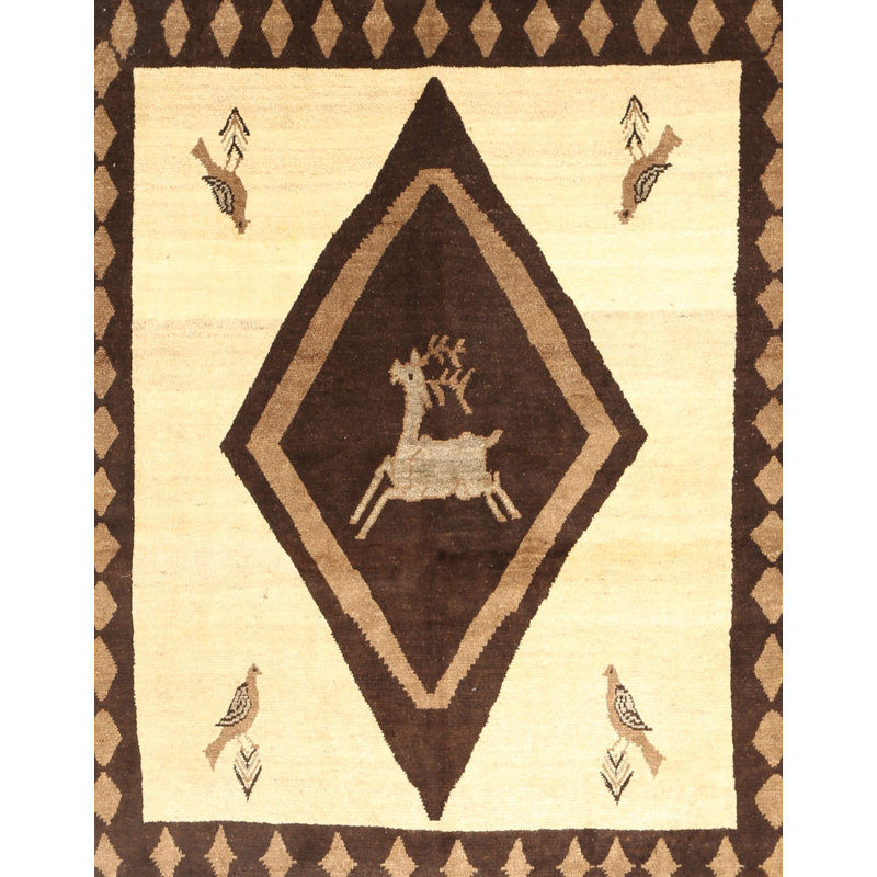 Tapis traditionnel beige / brun Hoya, Rectangle 6 pi x 9 pi