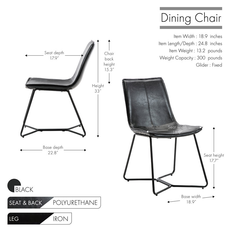 Chaise rembourrée en polyuréthane, Noir