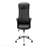 Black Leather Look Chrome Metal Office Chair, Swivel, Adjustable Height, Armrests, Ergonomic Work, Contemporary Modern