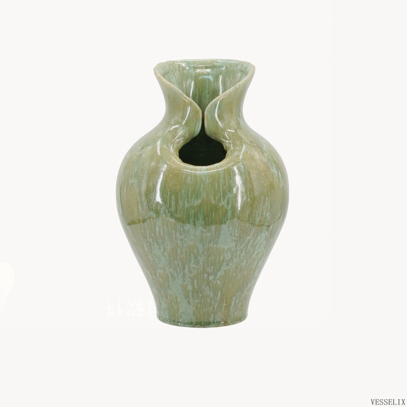 7.9x11.8 Inch Sage Green Sculptural Ceramic Vase