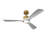 52 Inch 3 Rod Solid Wood Ceiling Fan With Light Kit Dimmable LED, DC 6 Speed ,Remote Control Ceiling Fan  for Patio Living Room, Bedroom, Office,Indoor.(GOLD +WHITE)-992184780-992184781