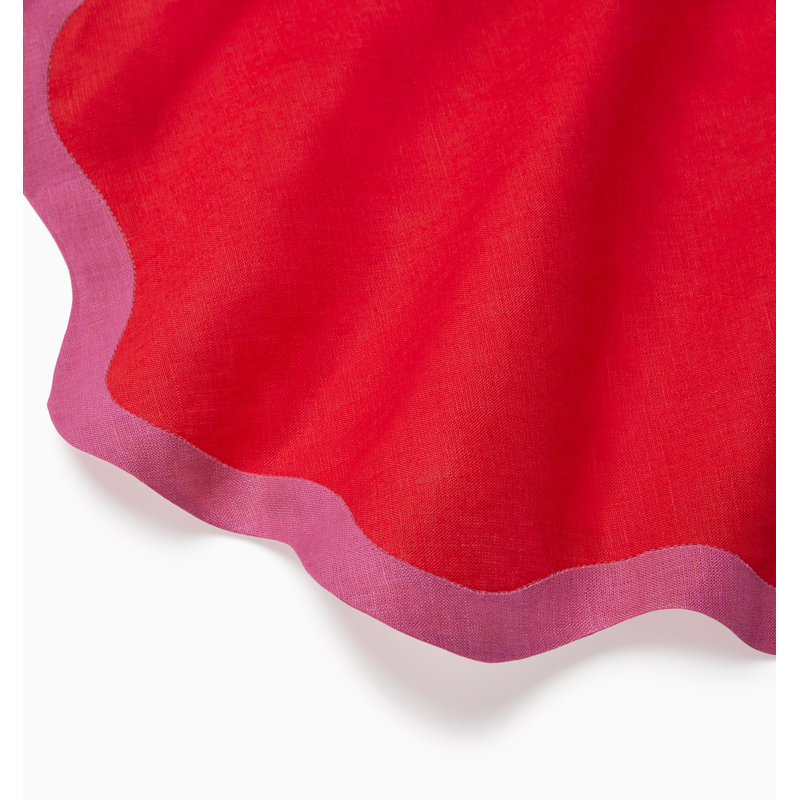 Ondulato Linen Novelty Napkins, Poppy/Flamingo