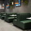 Modern casual simple cafe restaurant green benches