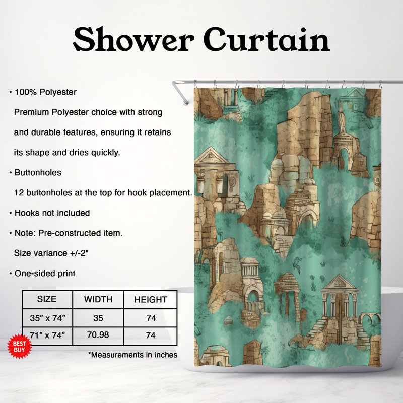 Caira Shower Curtain, 74"H x 71"W