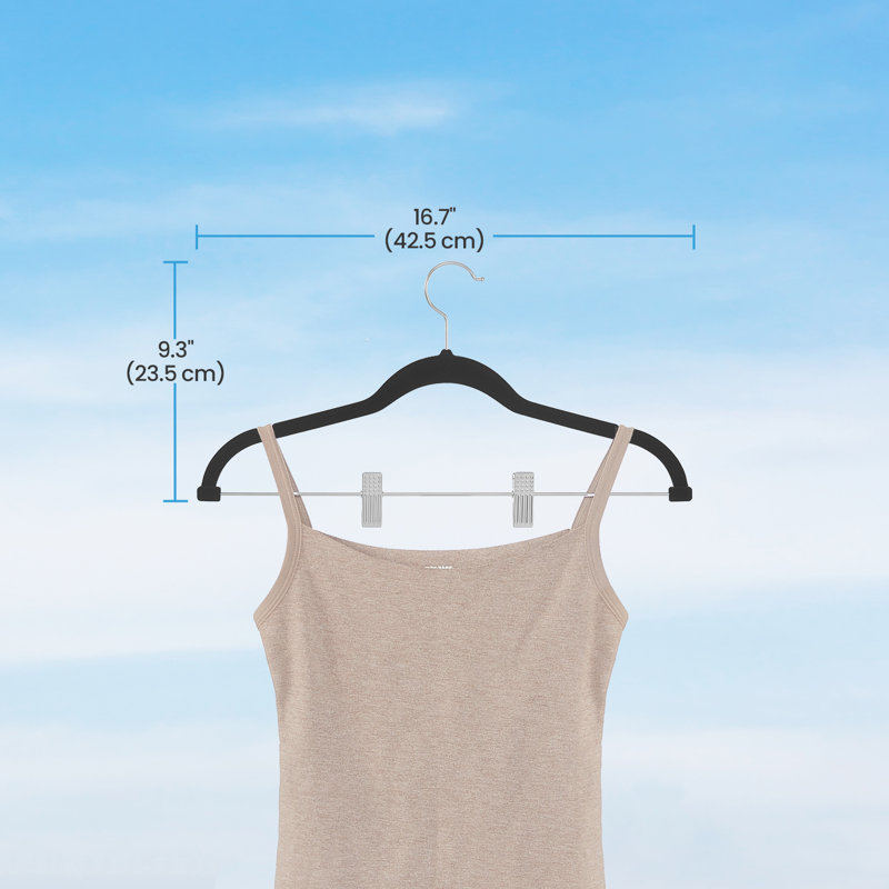 Trouser Hangers, Set Of 20 Velvet Hangers With Adjustable Clips, 42.5 Cm Long, Non-Slip, Space-Saving, For Skirts, Coats, Dresses