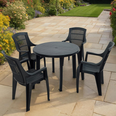 Revello Round Table with 4  Chairs Garden Set