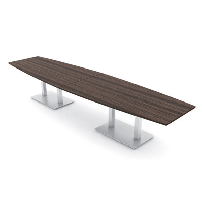 Table de conférence en forme de bateau avec base en métal double