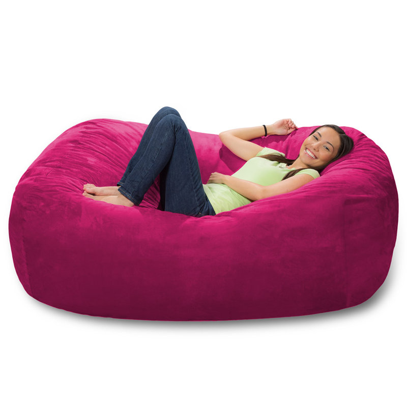 Fauteuil à billes - Grand fauteuil à billes en mousse viscoélastique déchiquetée de 6 pieds - Housse en microfibre amovible et lavable à la machine - Canapé confortable pour 2 personnes de marque bretonne pour la lecture, la détente et les jeux, e