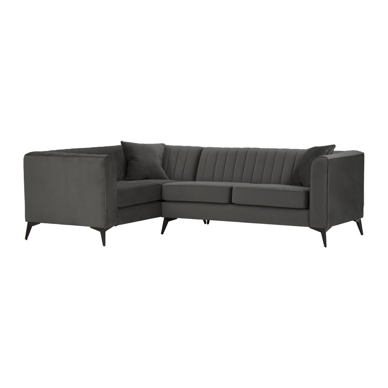 Adryen 5 Seater Velvet Corner Sofa , Dark Grey, Left Hand Facing