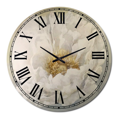 White Serene Peony - Traditional wall clock