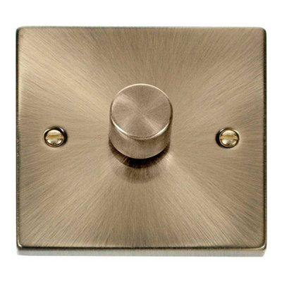 Antique Brass 1 Gang 2 Way LED 100W Trailing Edge Dimmer Light Switch