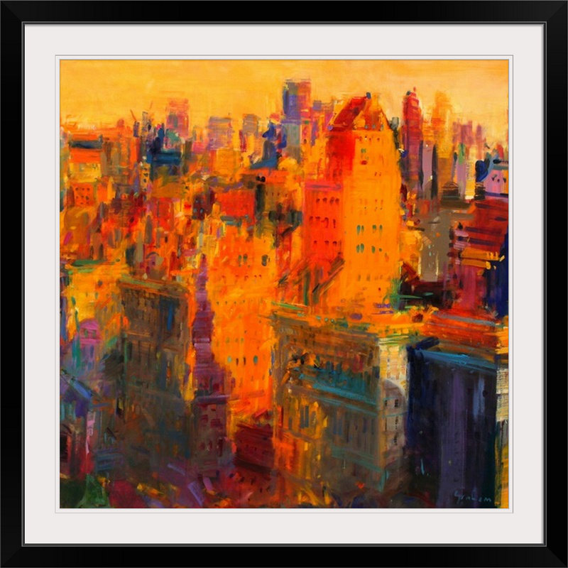 «Anjuman Manhattan, 2011» par Peter Graham, reproduction d'art, H 38 po x l 38 po x P 1 po, Cadre noir