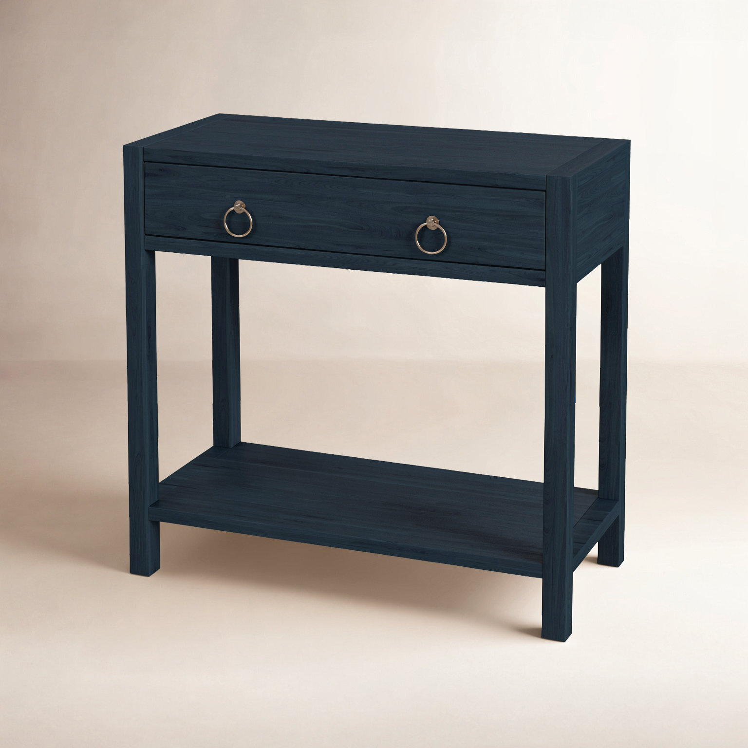 Elin 1-Drawer Pine Nightstand, Navy Blue
