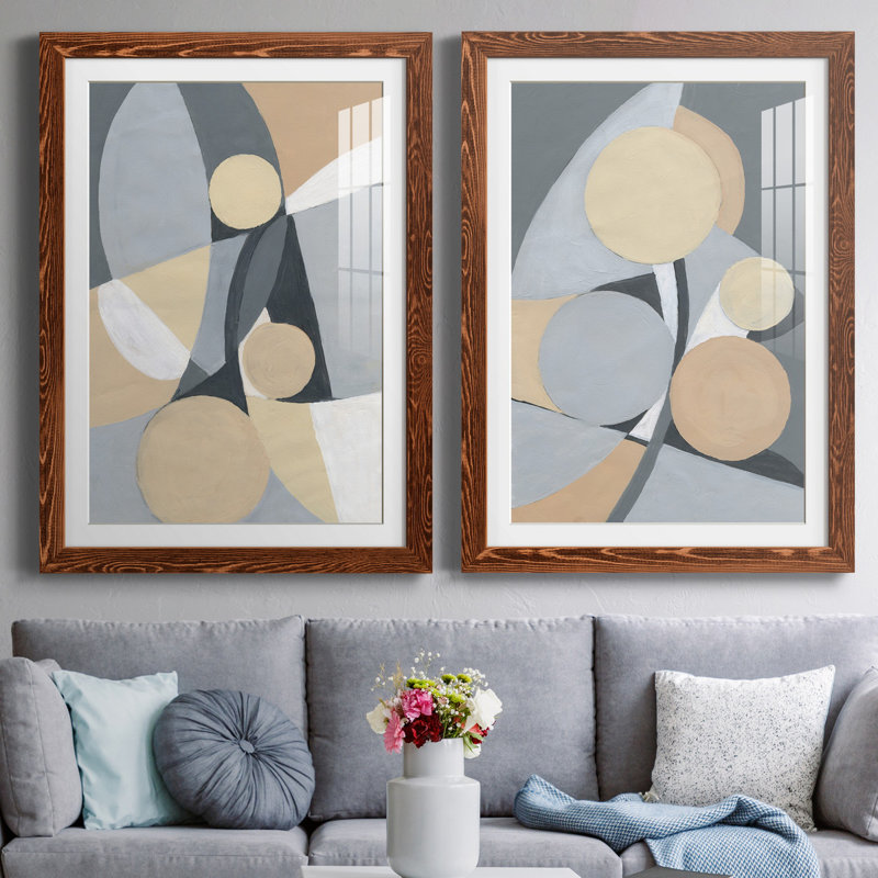 Millenium I - ensemble de 2 reproductions d'art, Blanc, Papier avec cadre érable, H 37,5 po x l 55 po x P 1,5 po