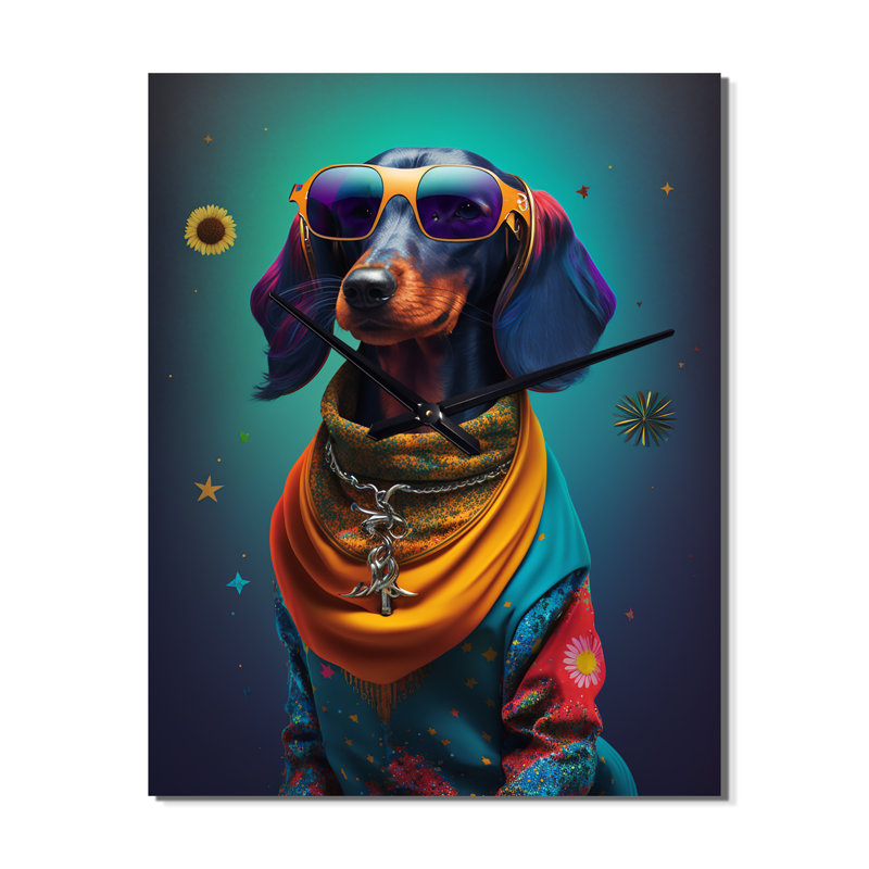 Horloge murale moderne Snoop Dachsund, Médium