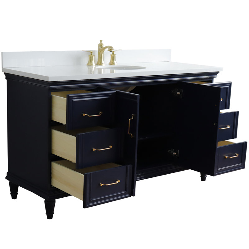Meuble-lavabo simple de 61 po Batilde, Bleu