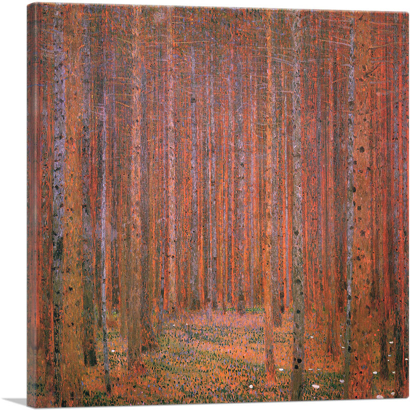«Fir Forest I» par Gustav Klimt - reproduction d'art sur toile tendue, H 12 po x l 12 po x P 0,75 po
