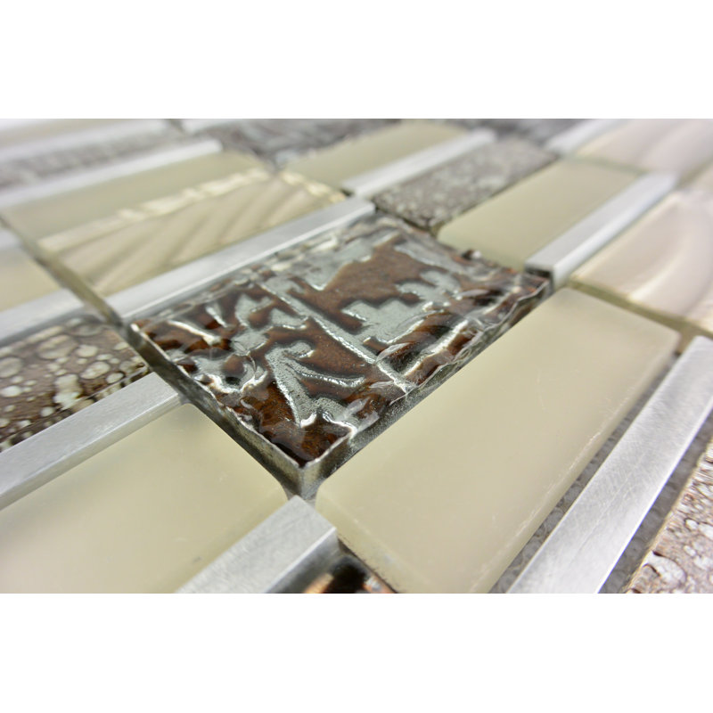 Imperial 1" x 3" Glass/Metal Random Mosaic Wall Tile