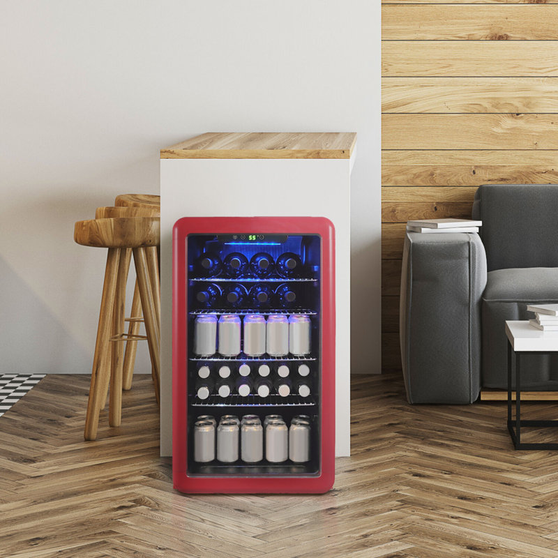 3.4 cu. ft. Retro Beverage Cooler, Red, Red