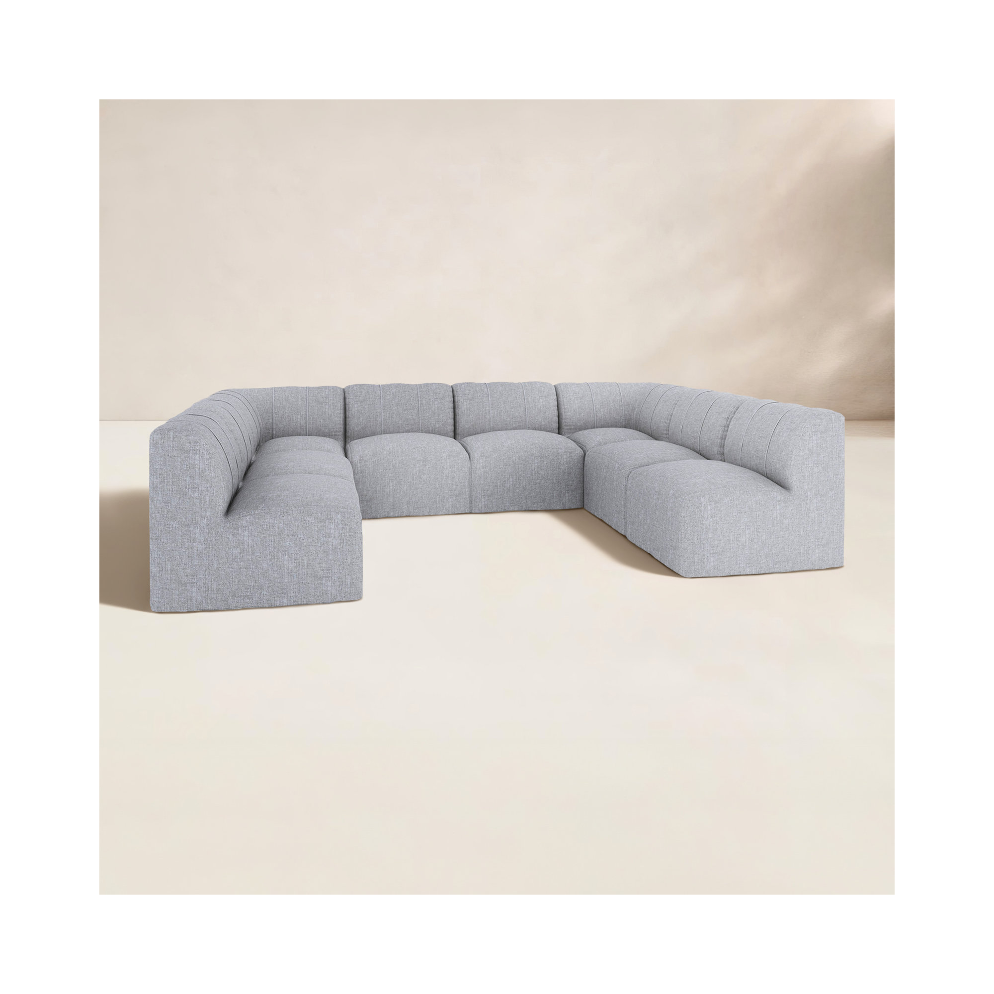 Praia 124" Sunbrella Outdoor U Sectional, Canvas Granite Sunbrella® Canvas