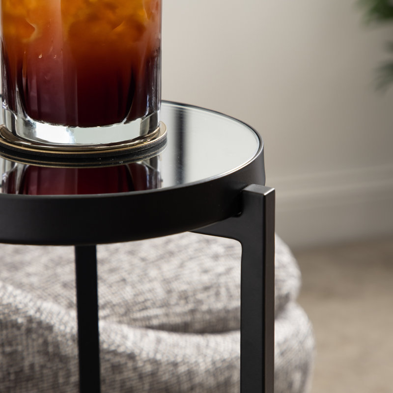 Table de bout Eveland Stone, Argent, Noir