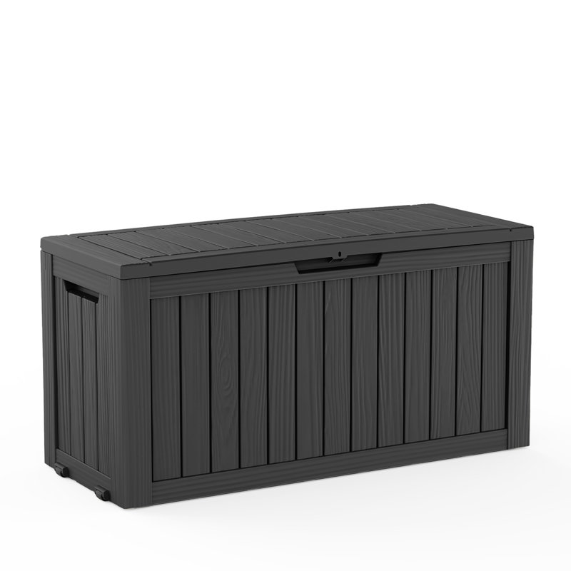 Emperic Design 43.3'' W 75 Gallon Water Resistant Resin Lockable Deck Box, Black
