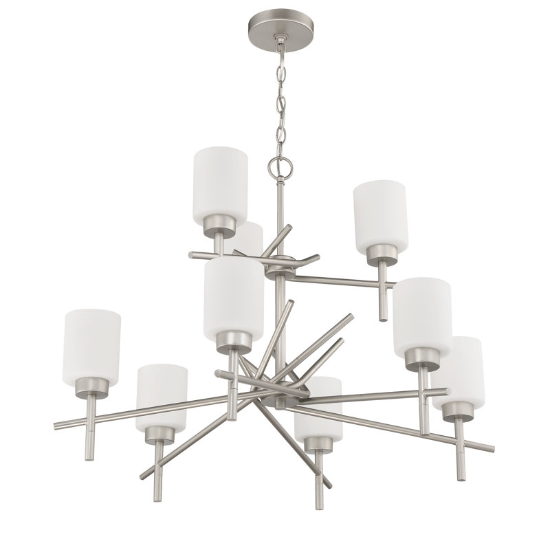 Lustre classique unique à 9 lumières Nedelia, Nickel