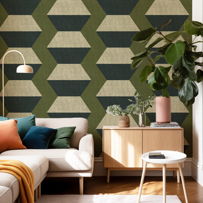 Infinity Blocks - Papier peint taupe olive
