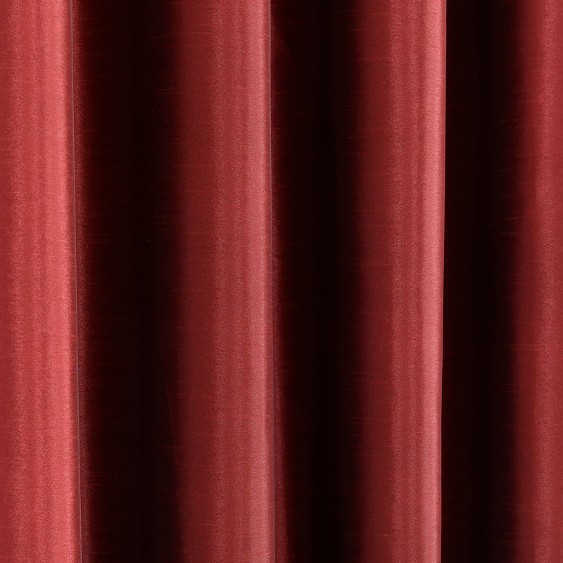 Red Faux Silk Blackout Grommet Window Panel