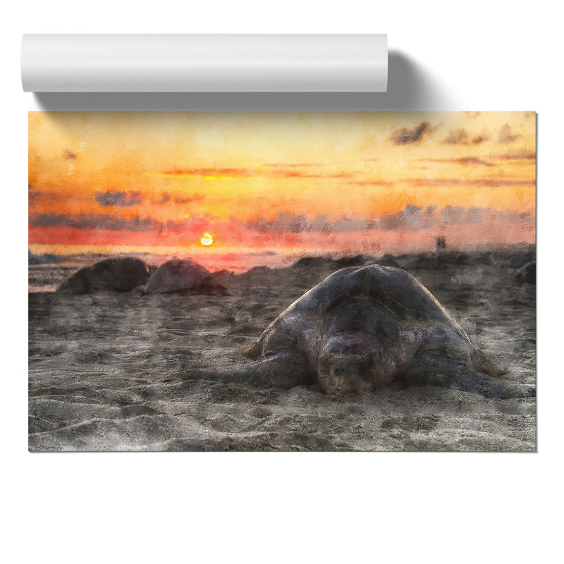 Turtle Beach Painting - Frameless Print, 42cm H x 59cm W x 0.1cm D