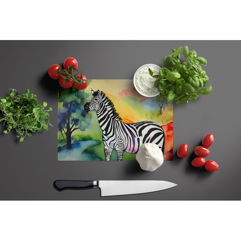 Zebra Glass Cutting Board Large